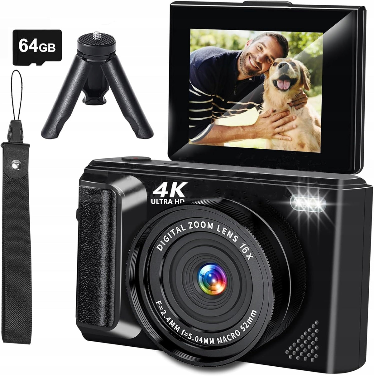 ARNSSIEN Y1 4K digital camera 64GB card