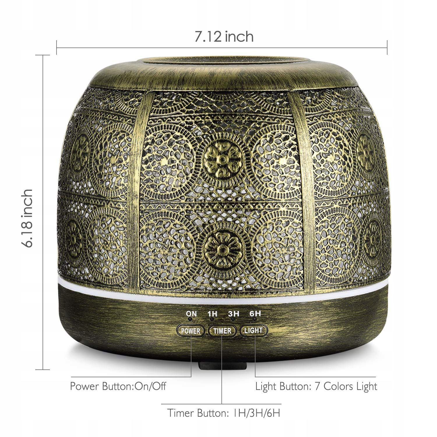 AROMA DIFFUSER SALKING 500ML ULTRASONIC LED 7 COLORS GOLD Brand Salking