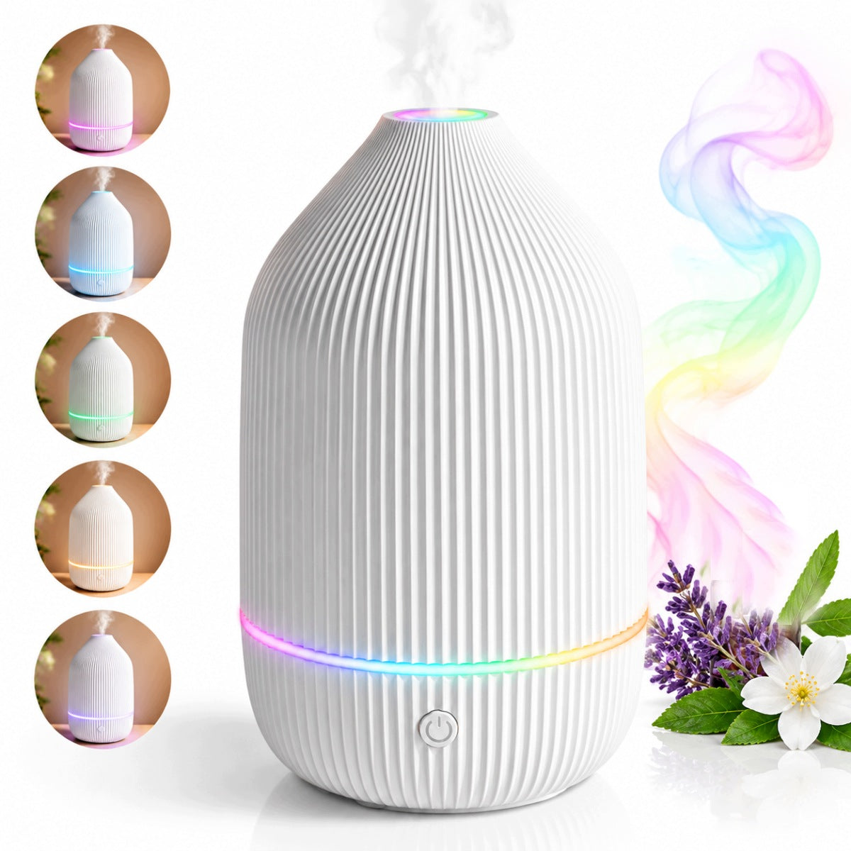 AROMATHERAPY DIFFUSER ULTRASONIC 100ML WHITE HUMIDIFIER RGB LED