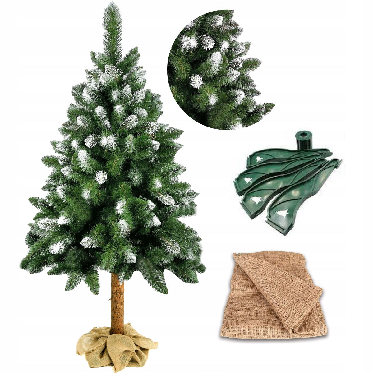 ARTIFICIAL CHRISTMAS TREE 160 CM ON THE TRUNK BEAUTIFUL DIAMOND PINE DENSE SNOW-COVERED