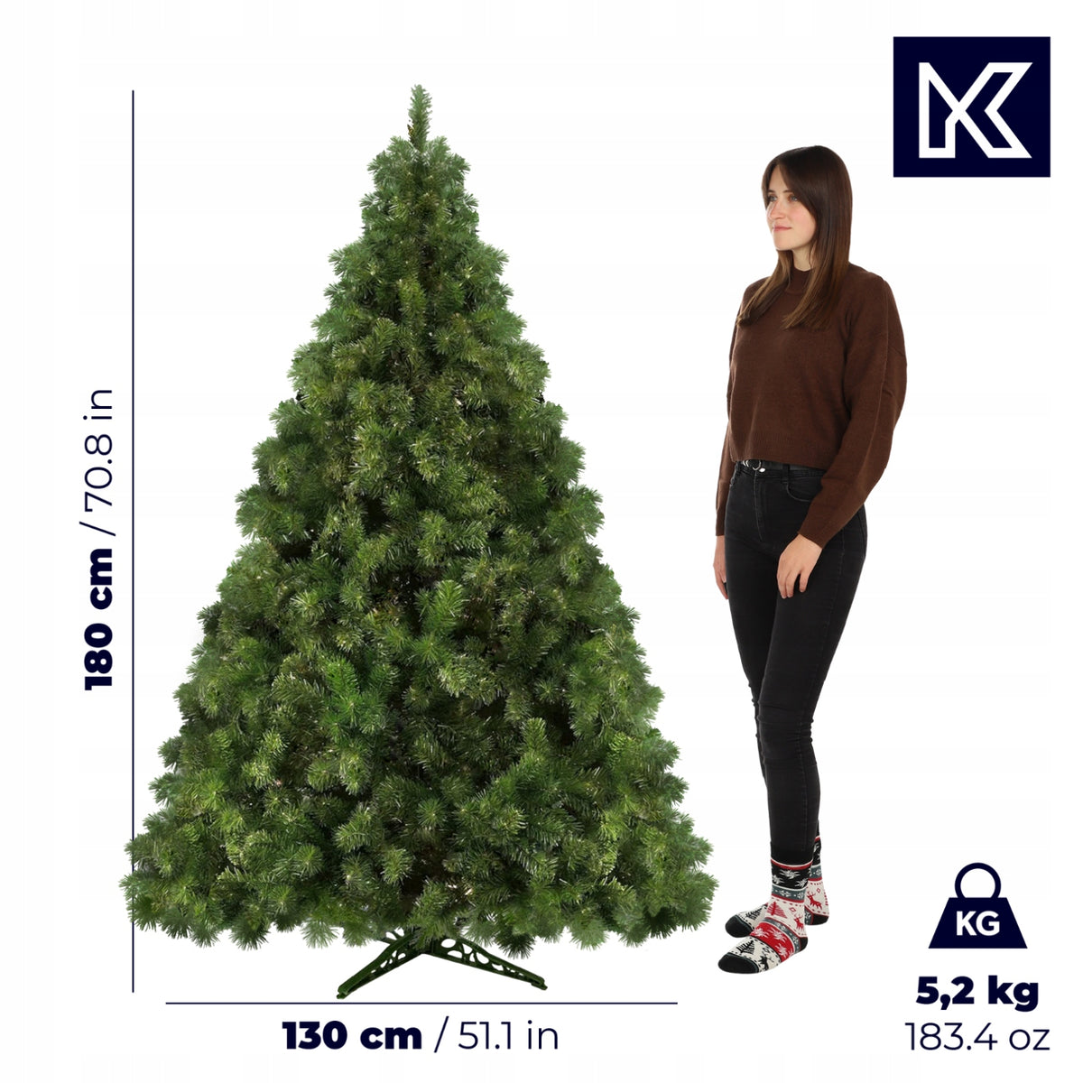 ARTIFICIAL CHRISTMAS TREE AS LIVE 180 cm FIR DENSE BEAUTY CHRISTMAS TREE PREMIUM STAND Brand Kadax