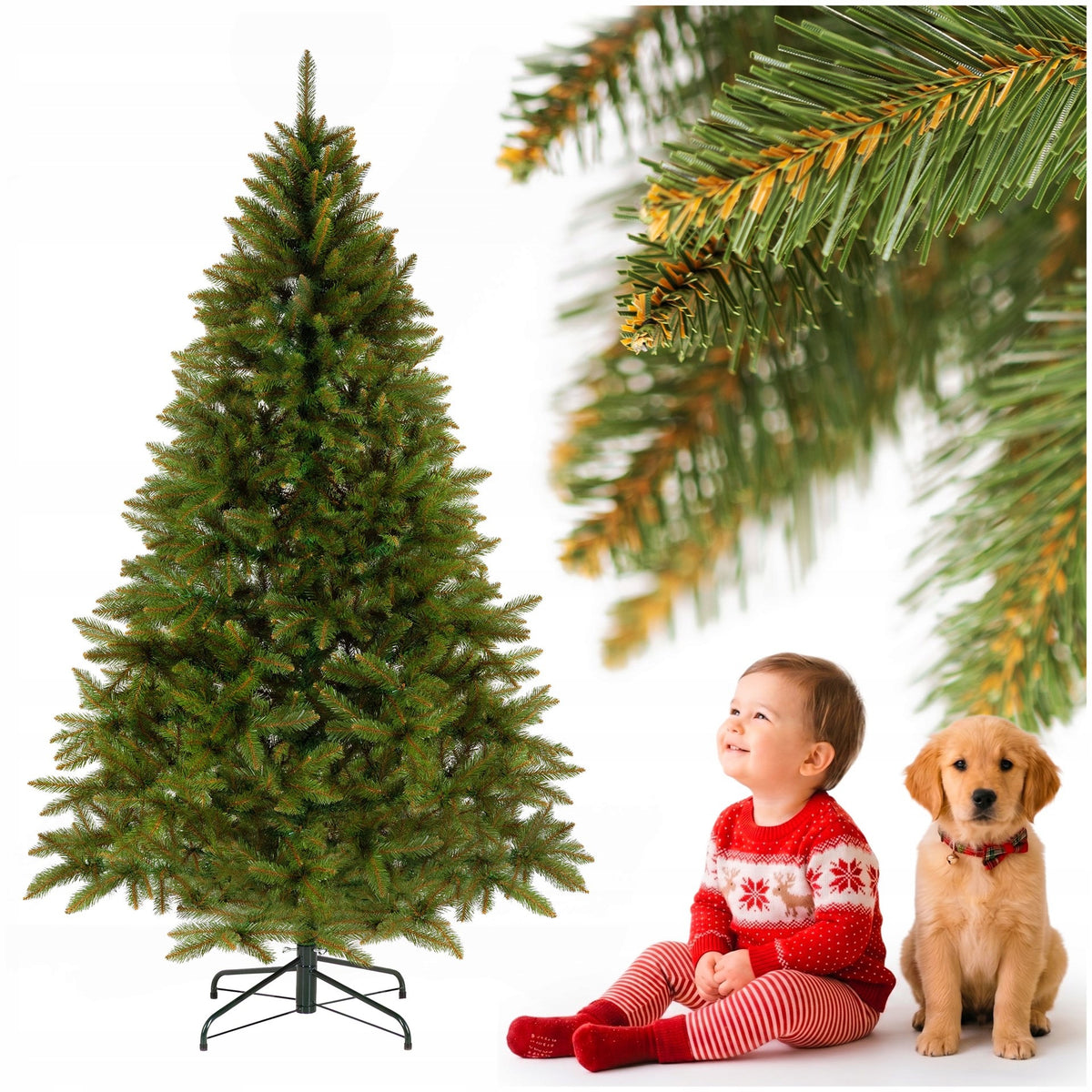 ARTIFICIAL CHRISTMAS TREE CAUCASIAN SPRUCE 220 cm natural dense PREMIUM + FREEBIE
