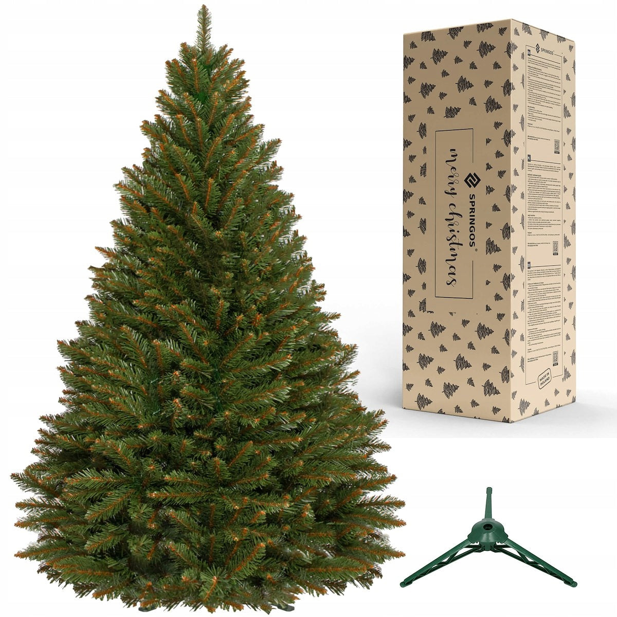 ARTIFICIAL CHRISTMAS TREE CAUCASIAN SPRUCE Scandinavian DENSE natural 200cm +STAND Color green