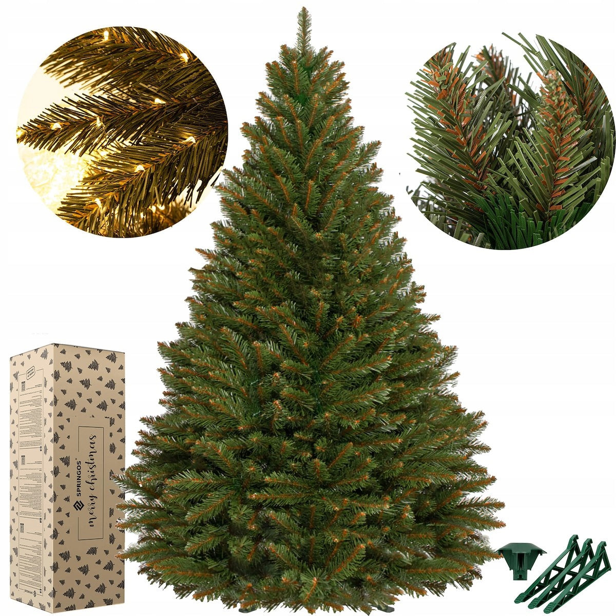 ARTIFICIAL CHRISTMAS TREE CAUCASIAN SPRUCE Scandinavian DENSE natural 200cm +STAND Packaging status original