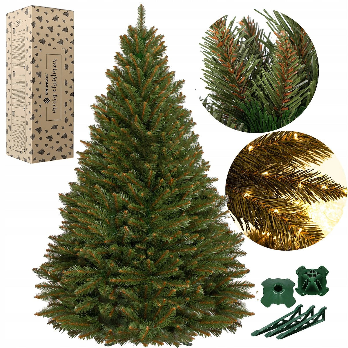 ARTIFICIAL CHRISTMAS TREE CAUCASIAN SPRUCE Scandinavian DENSE natural 200cm +STAND