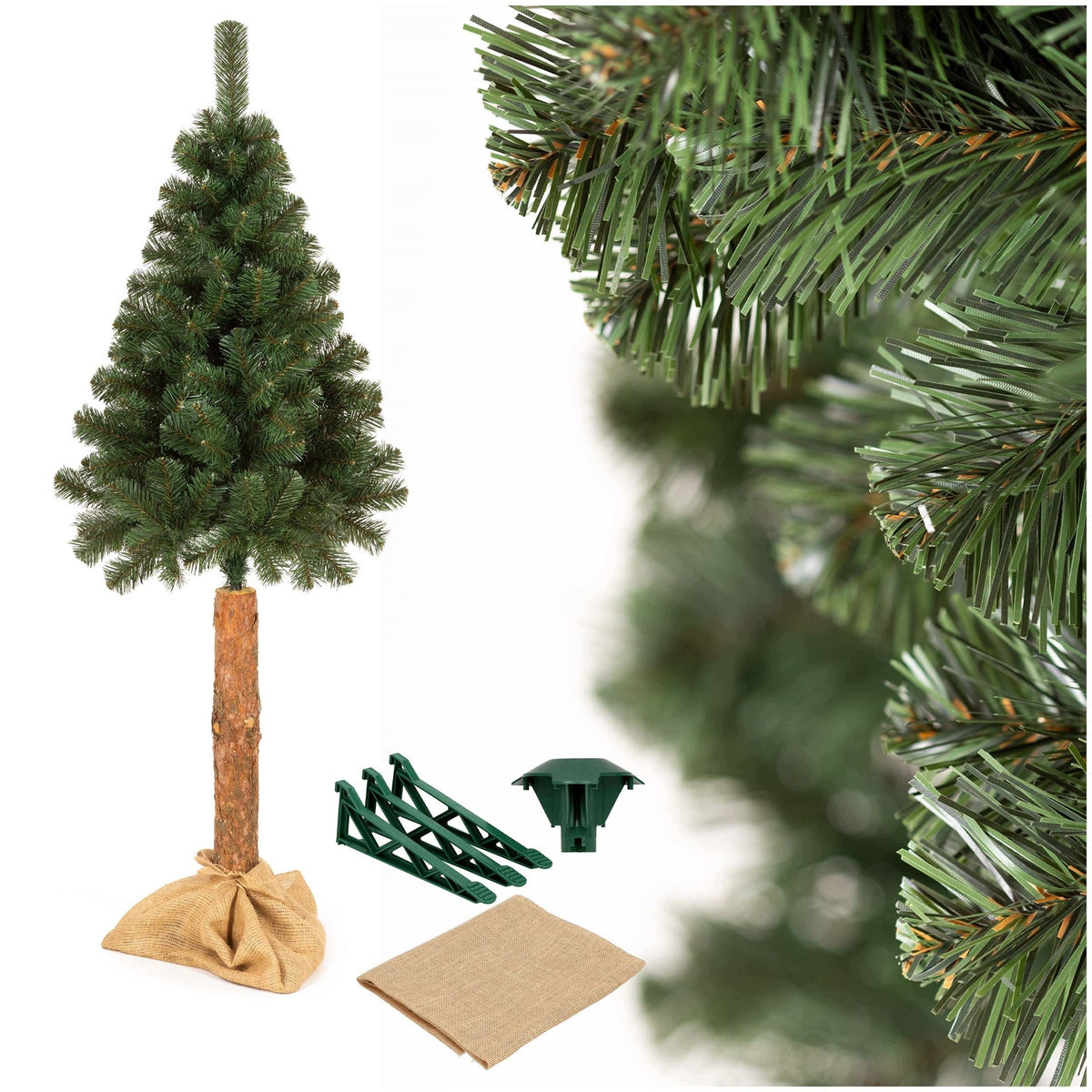 ARTIFICIAL CHRISTMAS TREE ON THE TRUNK 160cm BEAUTIFUL NATURAL THICK PINE LIKE LIVE FREEBIE
