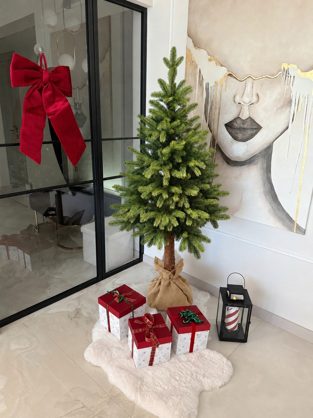 ARTIFICIAL CHRISTMAS TREE ON THE TRUNK 180CM ON THE TRUNK BEAUTIFUL SPRUCE RUBBER DENSE VVENEZIA Packaging status original