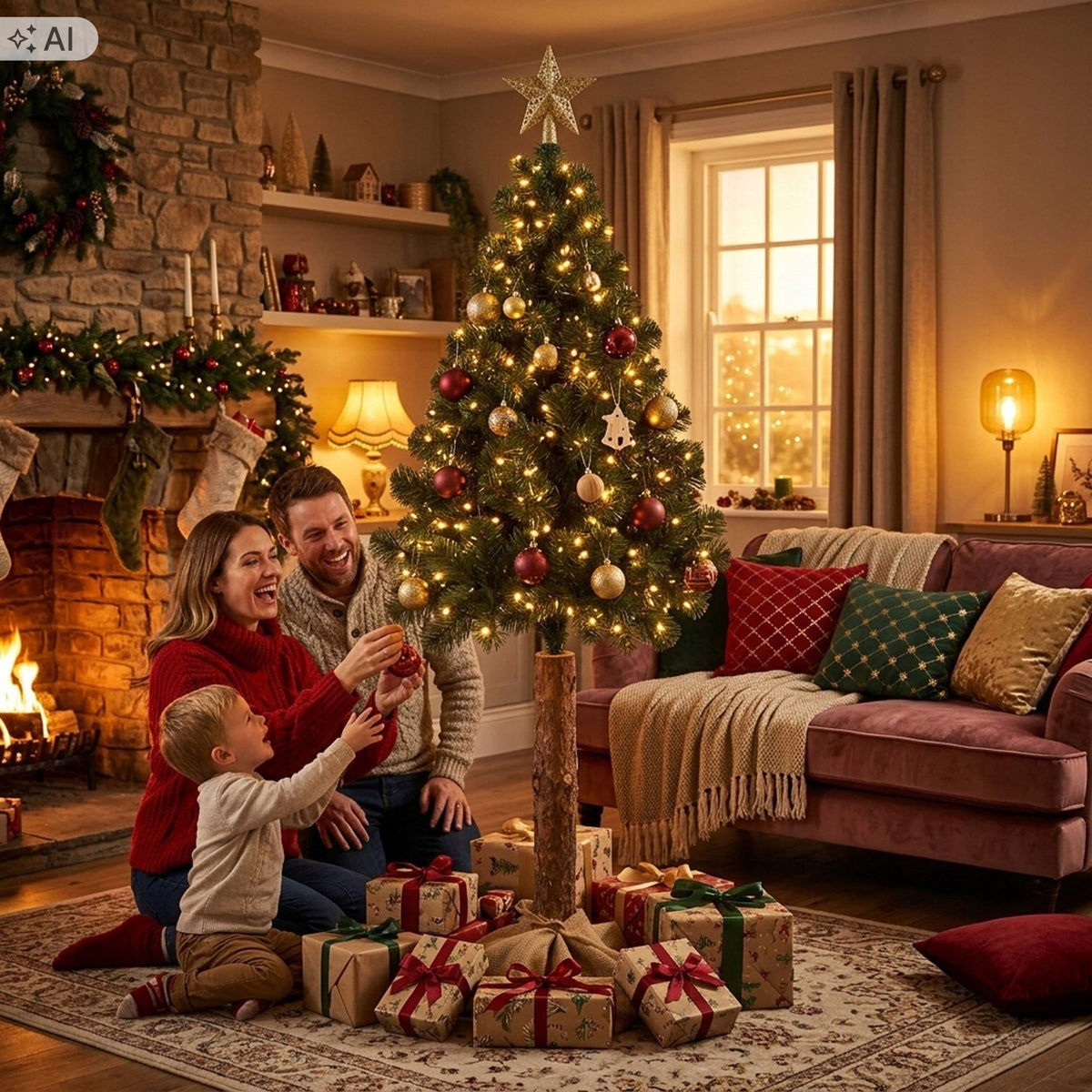 ARTIFICIAL CHRISTMAS TREE ON THE TRUNK 180cm BEAUTIFUL NATURAL THICK PINE LIKE LIVE FREEBIE Brand Springos