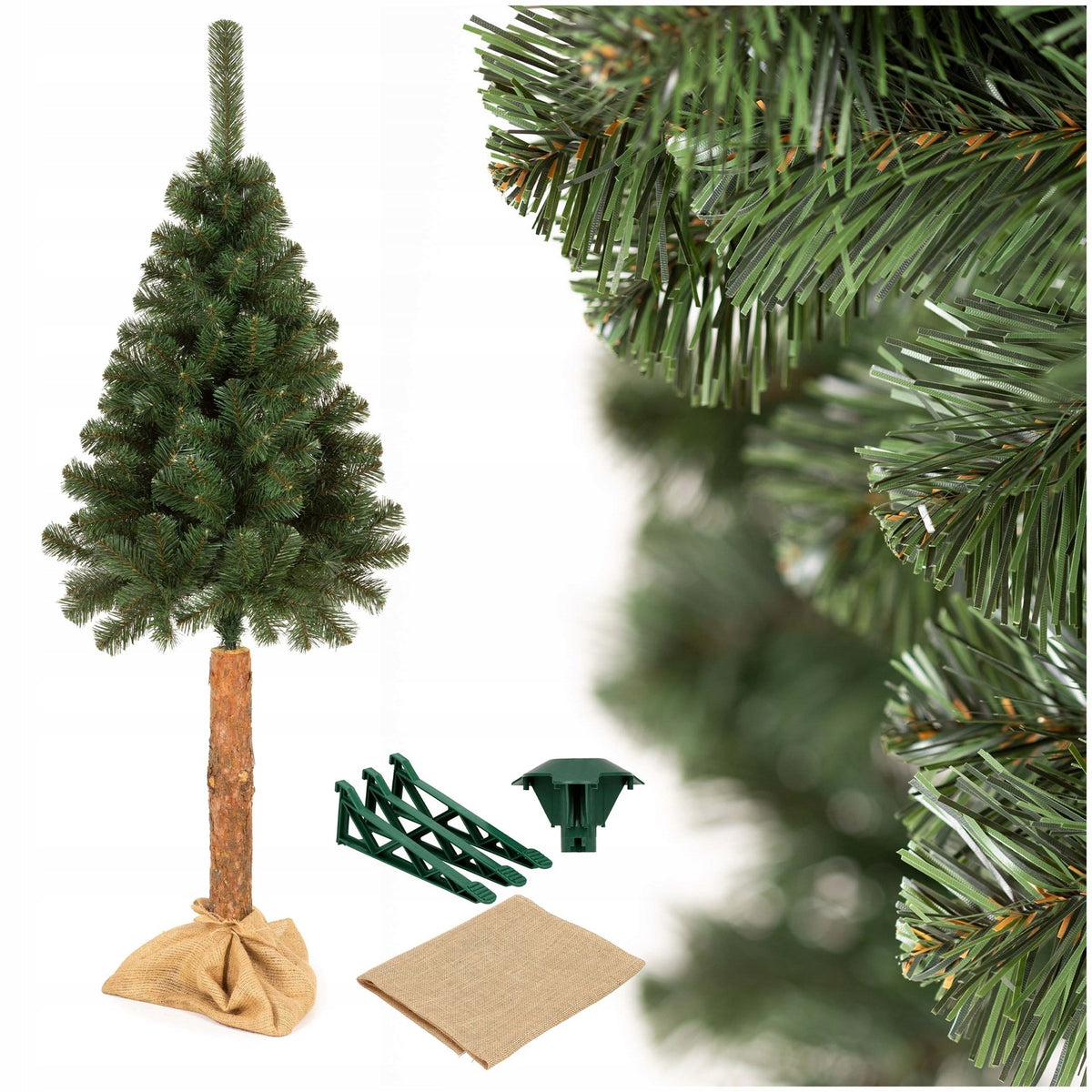 ARTIFICIAL CHRISTMAS TREE ON THE TRUNK 180cm BEAUTIFUL NATURAL THICK PINE LIKE LIVE FREEBIE