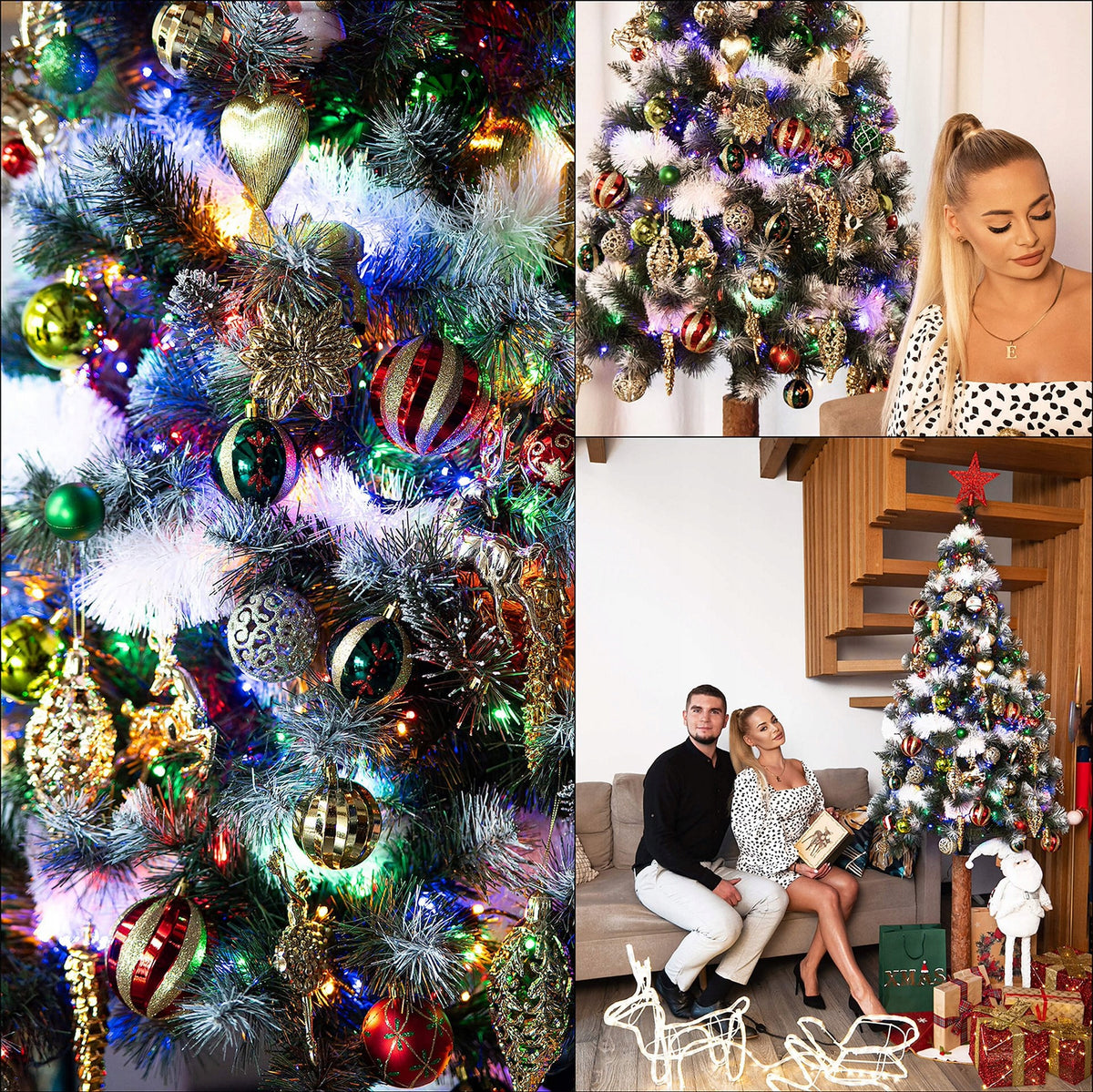 ARTIFICIAL CHRISTMAS TREE ON THE TRUNK 180cm DIAMOND THICK SNOW PINE + FREEBIE Brand Springos