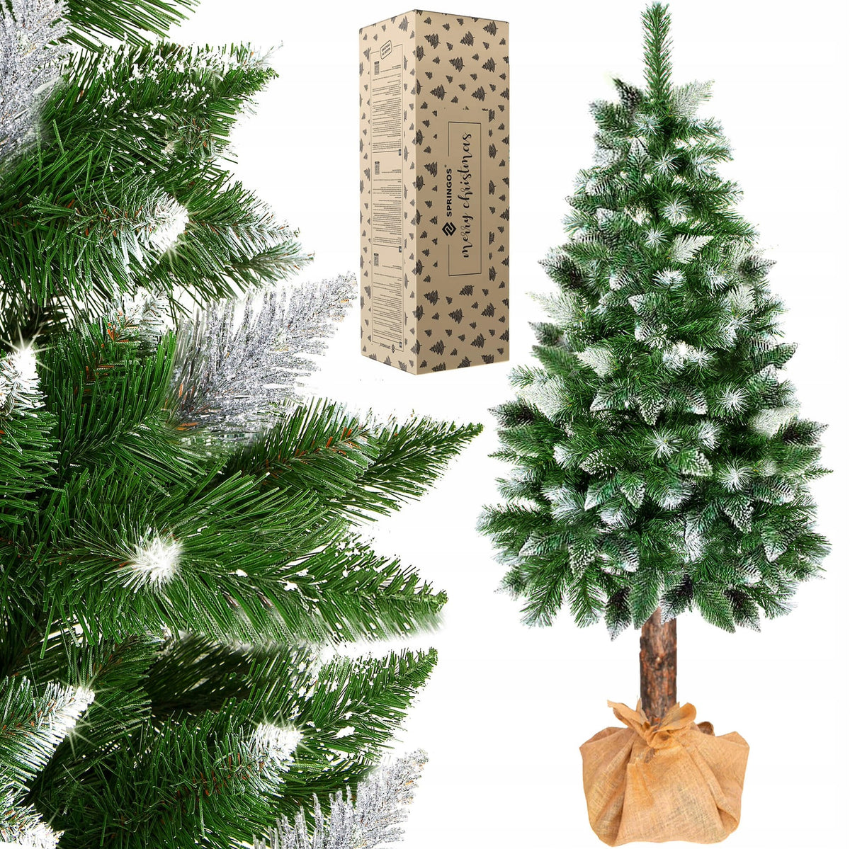 ARTIFICIAL CHRISTMAS TREE ON THE TRUNK 180cm DIAMOND THICK SNOW PINE + FREEBIE