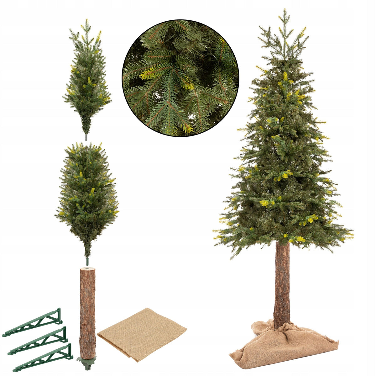ARTIFICIAL CHRISTMAS TREE ON THE TRUNK 220cm BEAUTIFUL NATURAL PE DELUX SPRUCE + FREEBIE Brand Springos