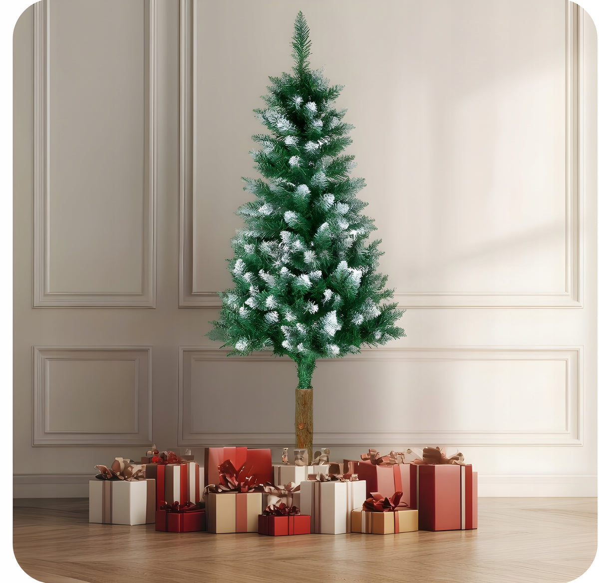 ARTIFICIAL CHRISTMAS TREE ON THE TRUNK DIAMOND LIKE LIVE SNOW-COVERED 180 cm ON A STAND Packaging status original