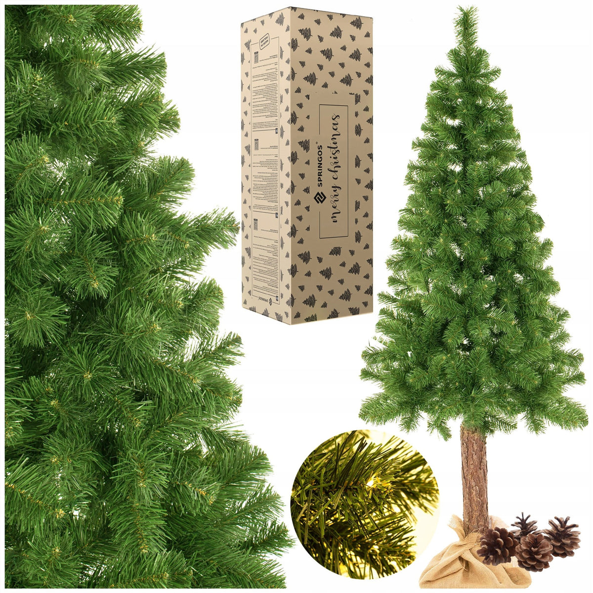 ARTIFICIAL CHRISTMAS TREE ON THE TRUNK PINE GREEN LARGE DENSE 180 cm PREMIUM + FREEBIE Packaging status original