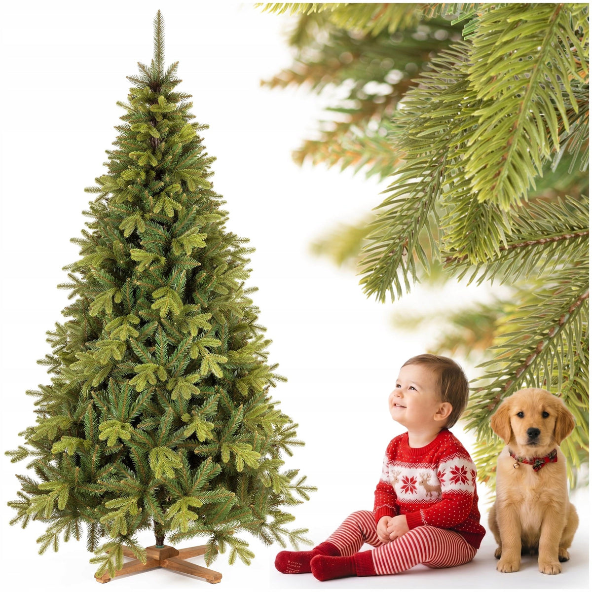 ARTIFICIAL CHRISTMAS TREE PE 220 cm ITALIAN SPRUCE CAUCASIAN LIKE A LIVING PREMIUM DENSE