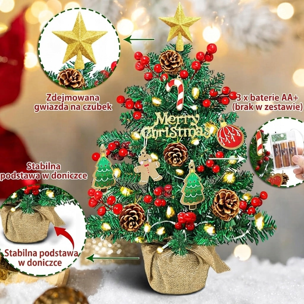 ARTIFICIAL CHRISTMAS TREE READY CHRISTMAS DECORATION BAUBLE LAMP 60CM Packaging status original