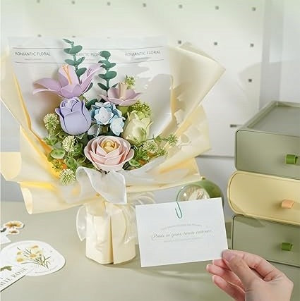 ARTIFICIAL FLOWERS BOUQUET FLOWERS BLOCKS PUZZLE 3D FOR VALENTINE'S DAY WOMEN Manufacturer code B0DF77GDRB