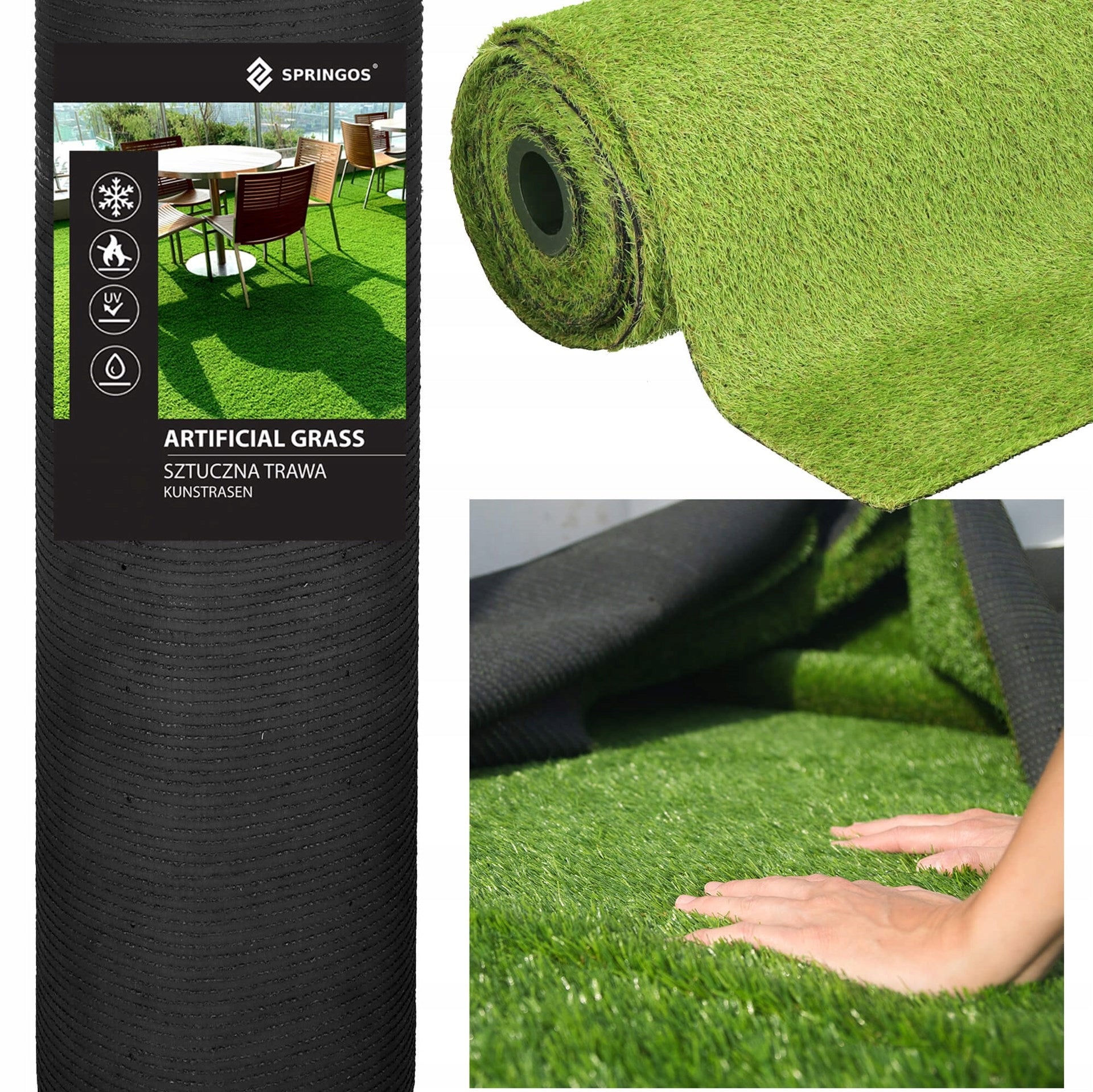ARTIFICIAL GRASS 20mm GREEN CARPET WITH ROLL 4m x 1mb. BALCONY TERRACE GARDEN Width 4 m