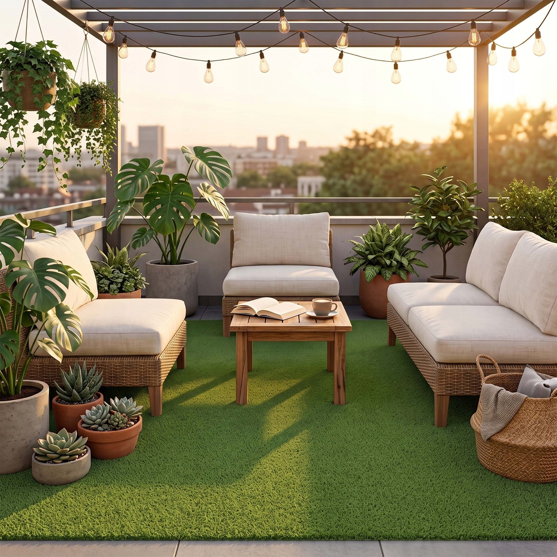 ARTIFICIAL GRASS 7mm GREEN ROLL CARPET 2m x 1mb. BALCONY TERRACE GARDEN Number of m² offered 2 m²