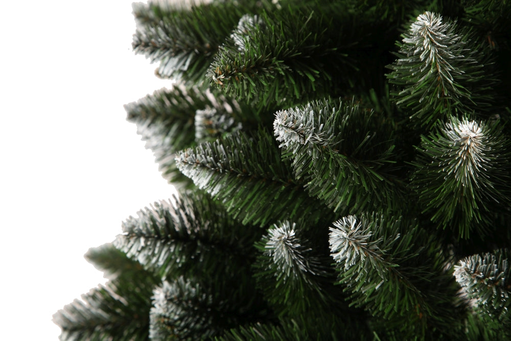ARTIFICIAL GREEN FIR TREE WITH WHITE ENDS 180 cm DENSE + STAND Manufacturer code gęsta choinka ze stojakiem 180cm