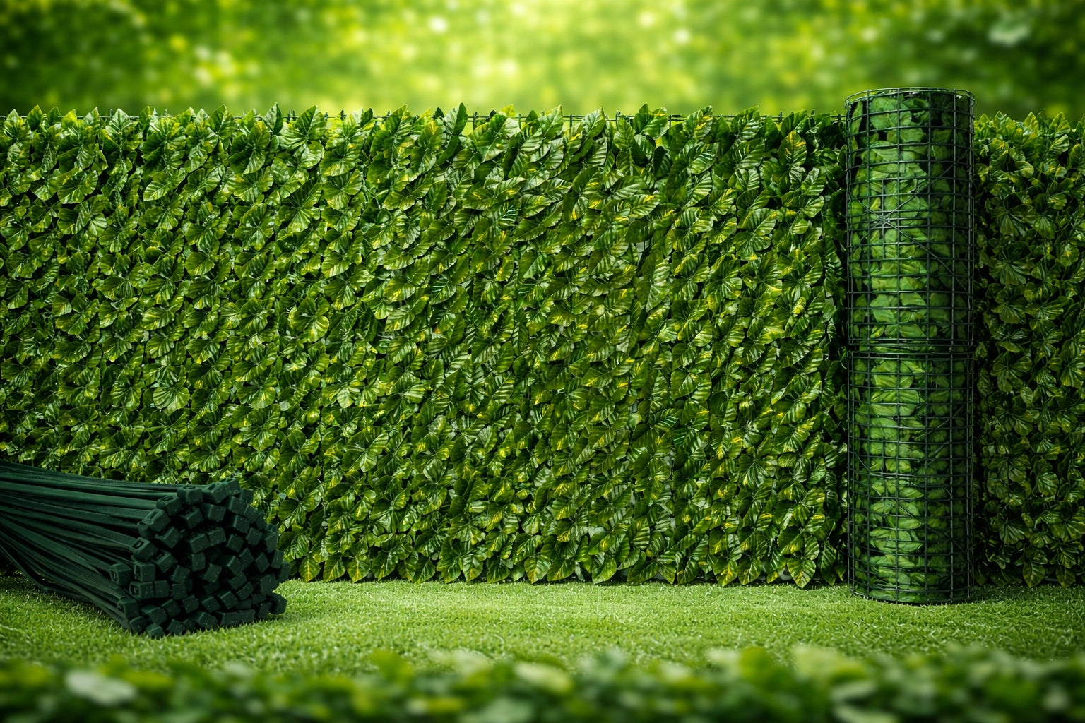 ARTIFICIAL HEDGE IVY for fence balcony wall 3x1m Masking Mesh Length 3 m