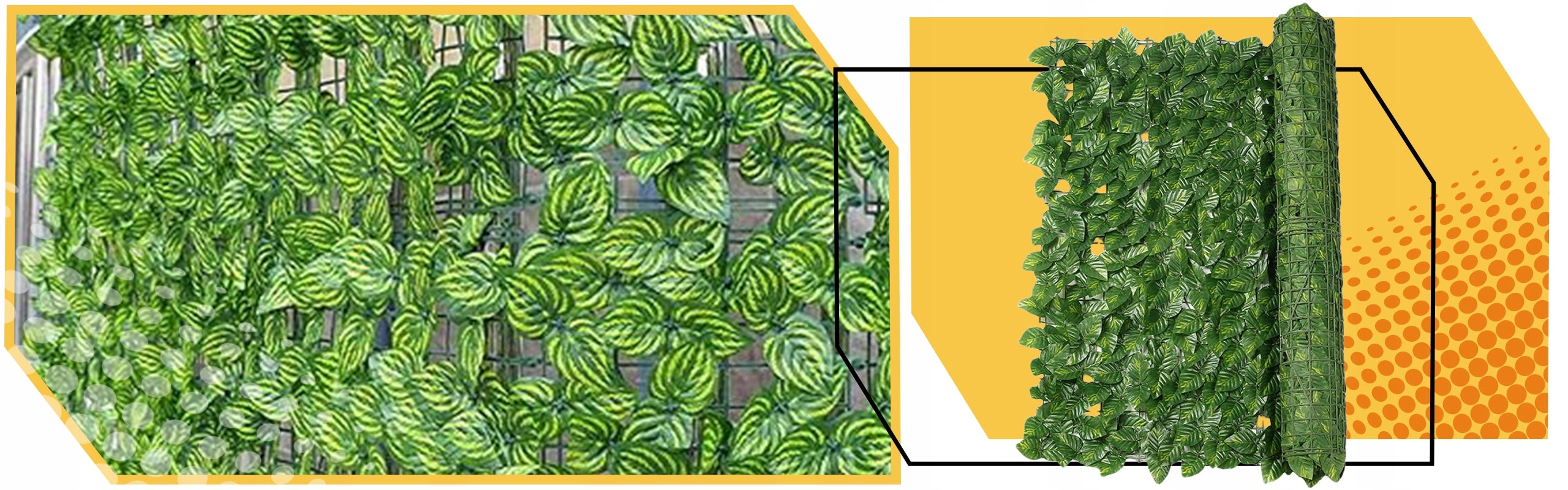 ARTIFICIAL HEDGE IVY for fence balcony wall 5 m x 50 cm mesh Packaging status original