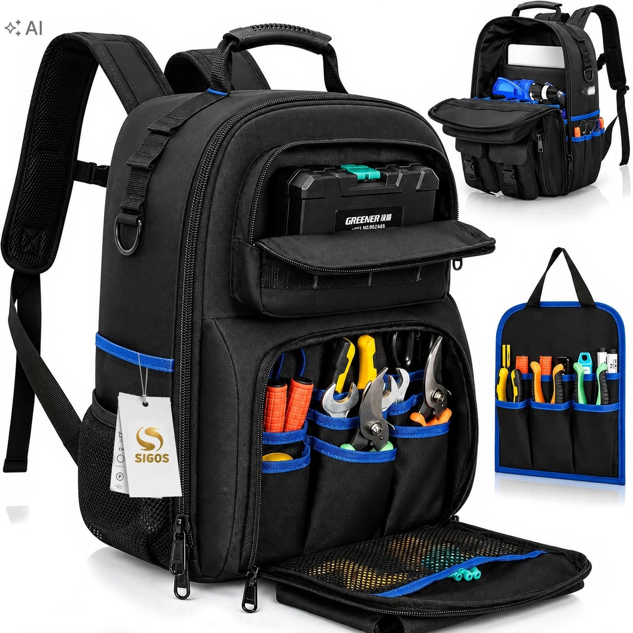 ASSEMBLY TOOL BACKPACK FOR ELECTRICIAN PLUMBER TOOL BAG