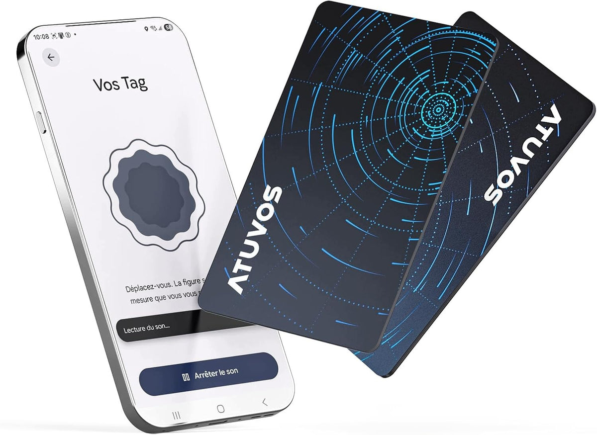 ATUVOS CARD BLUETOOTH LOCATOR WALLET APPLE FINDMY GOOGLE ANDROID 2PACK