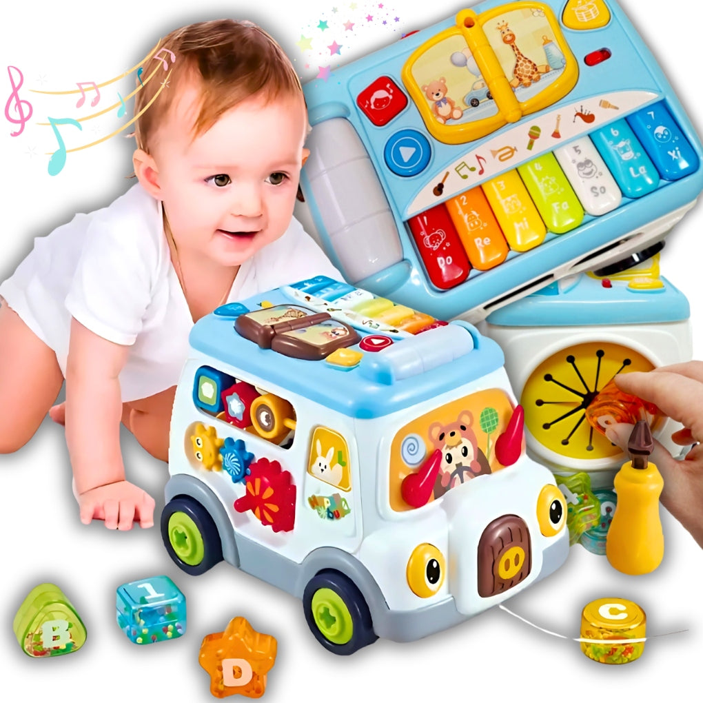 AUTO EDUCATIONAL INTERACTIVE BUS SOUND PIANO SORTER LEARNING FOR CHILDREN