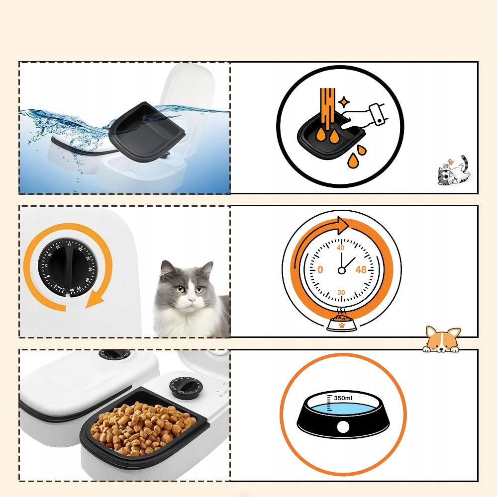 AUTOMATIC CAT DOG FOOD DISPENSER TIMER LARGE DOUBLE BOWL EAN (GTIN) 5907451349687