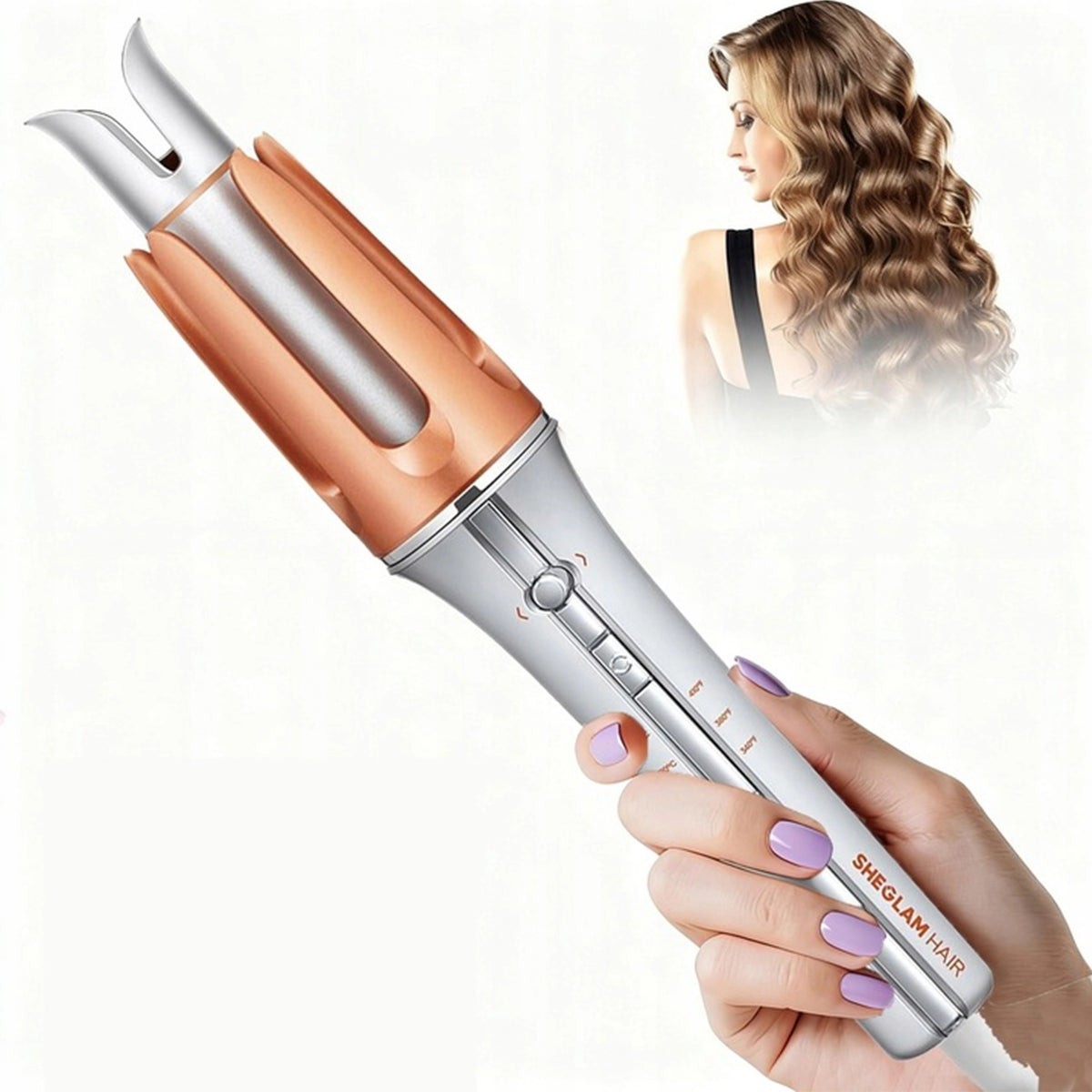 AUTOMATIC CURLING IRON SHEGLAM 32 MM FAST SELF-ROTATING HEATING LARGE Brand AA