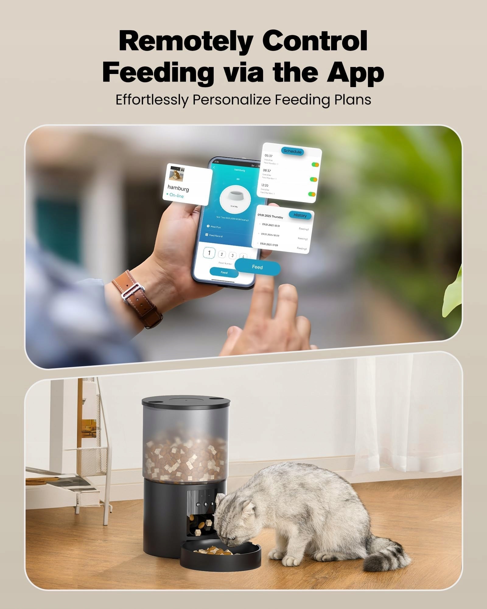AUTOMATIC FEEDER FOR CATS 4L WIFI WITH SCHEDULE DISPENSER CONTROLLED Manufacturer code 111111