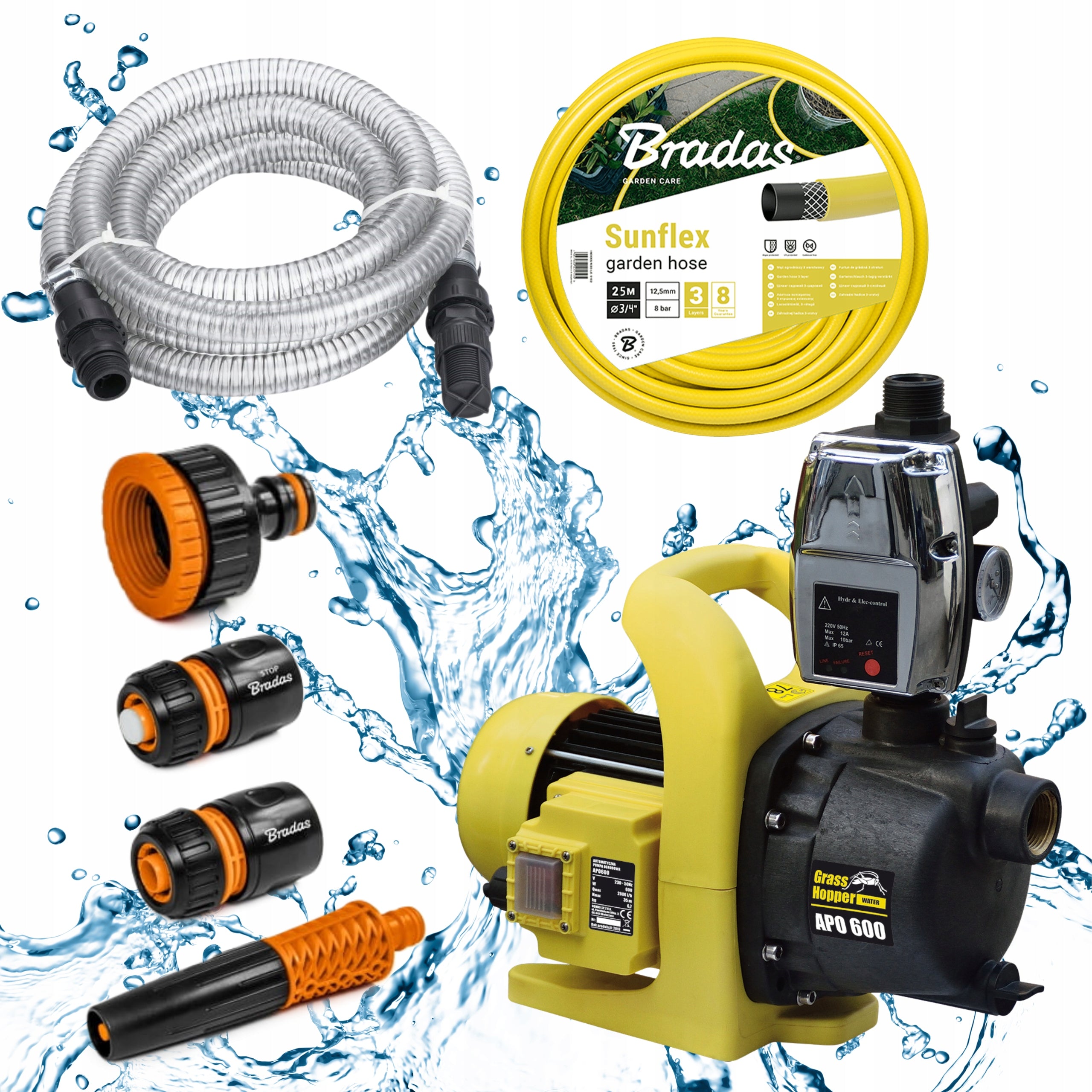 AUTOMATIC GARDEN PUMP SURFACE STRONG ACCESSORIES 2xSNAKE GUN