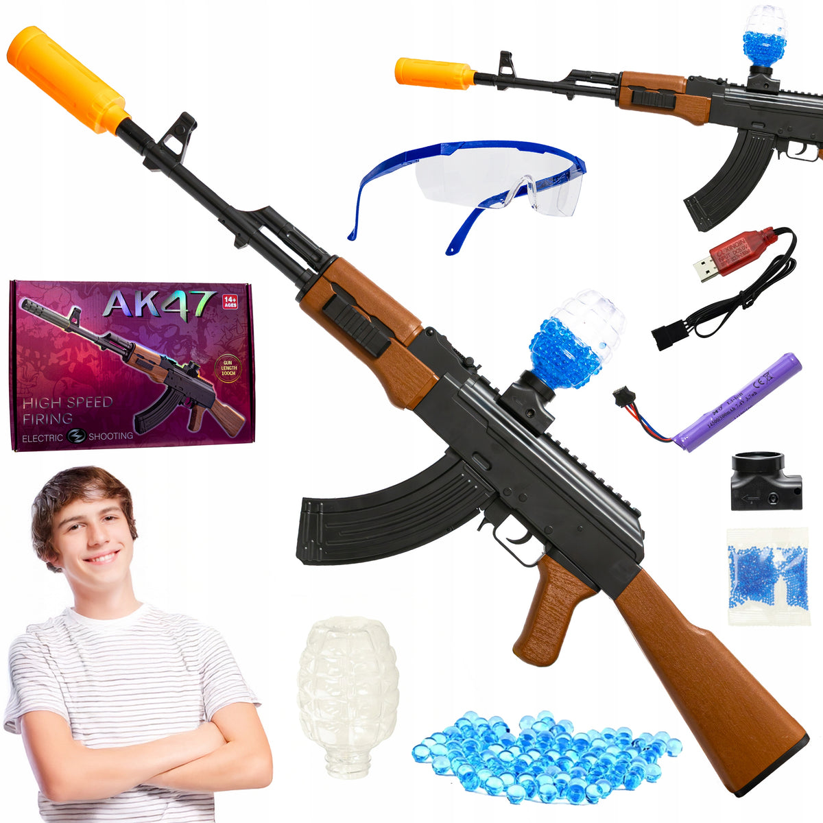 AUTOMATIC GUN RIFLE FOR WATER GEL BALLS SAFE LARGE SET