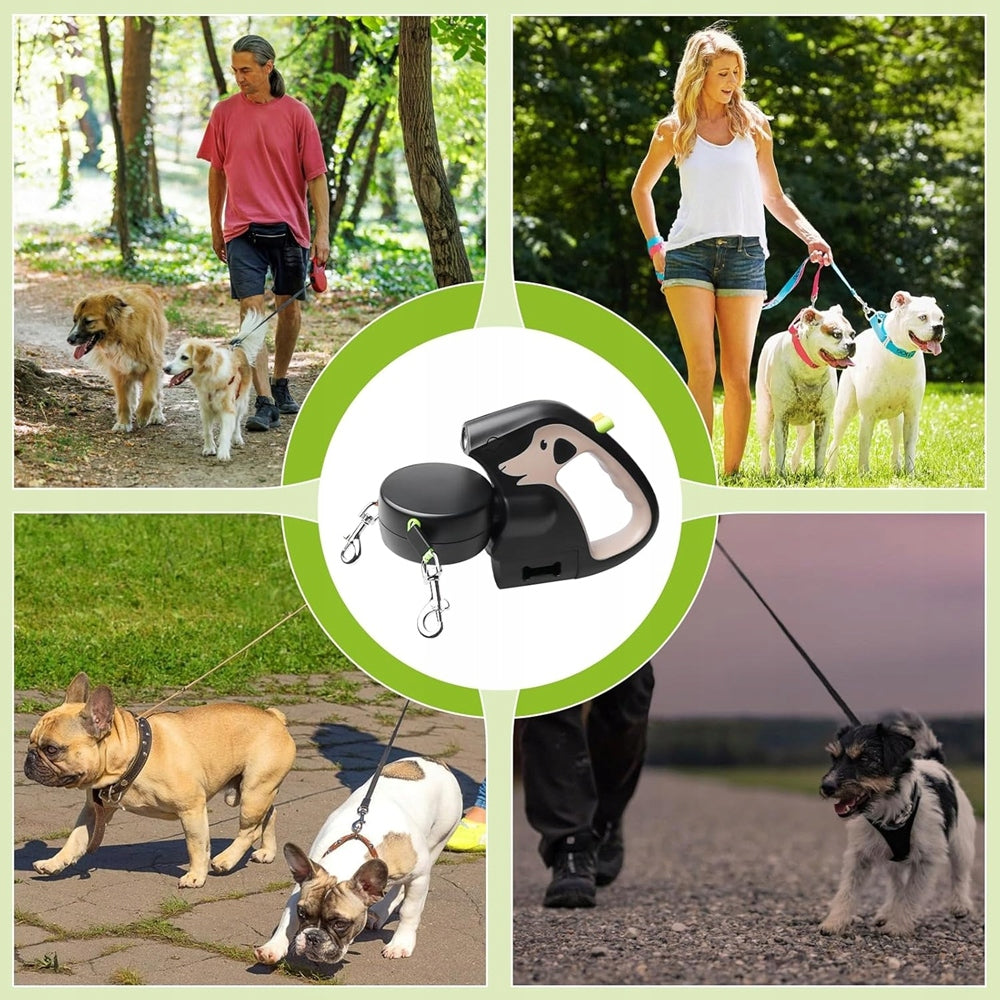 AUTOMATIC LEASH FOR 2 SMALL BREED DOGS 360° LED BAGS WALK Brand no brand