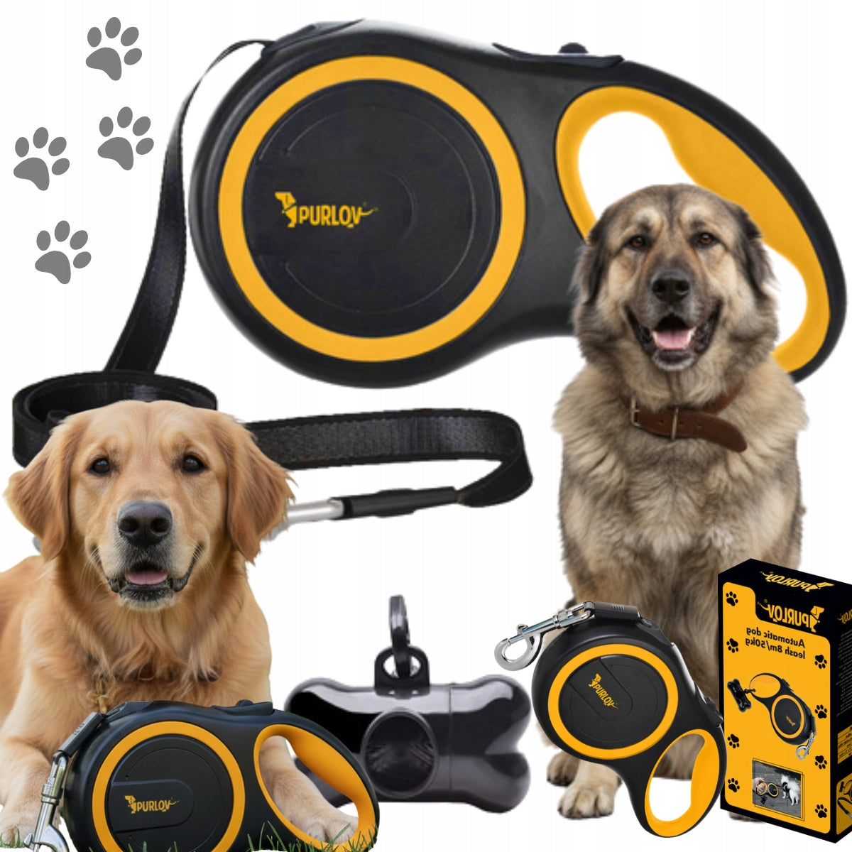 AUTOMATIC LEASH FOR BIG DOG TAPE WITH LOCK STRONG CONTAINER 8M TO 50KG