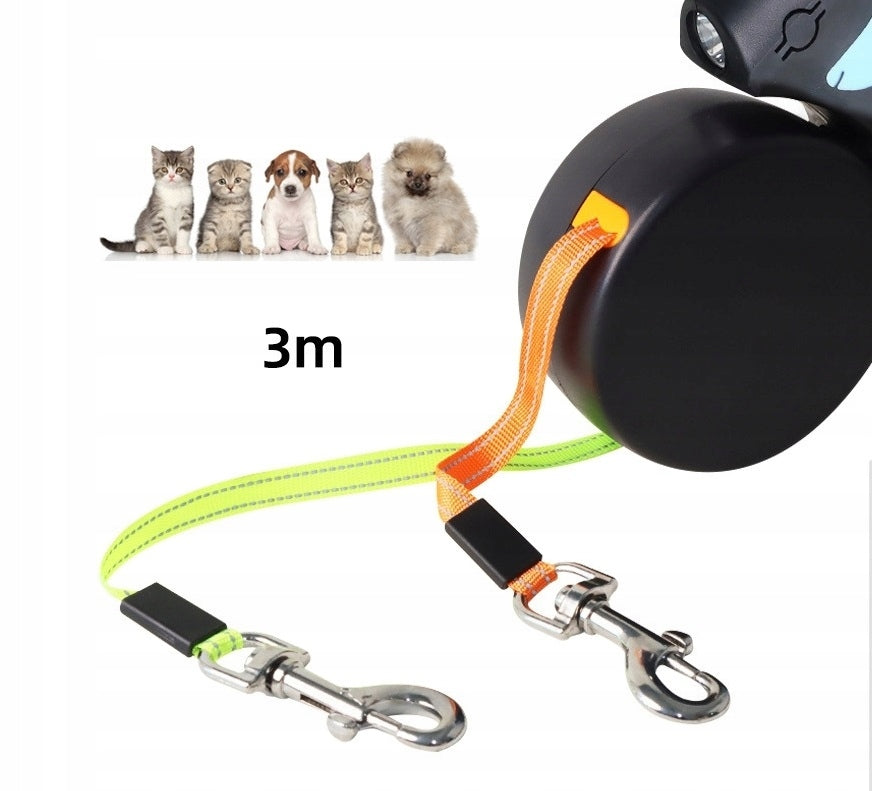 AUTOMATIC LEASH FOR TWO 3M DOGS WITH BUILT-IN LIGHT LOCK FOR 2 DOGS Packaging status original