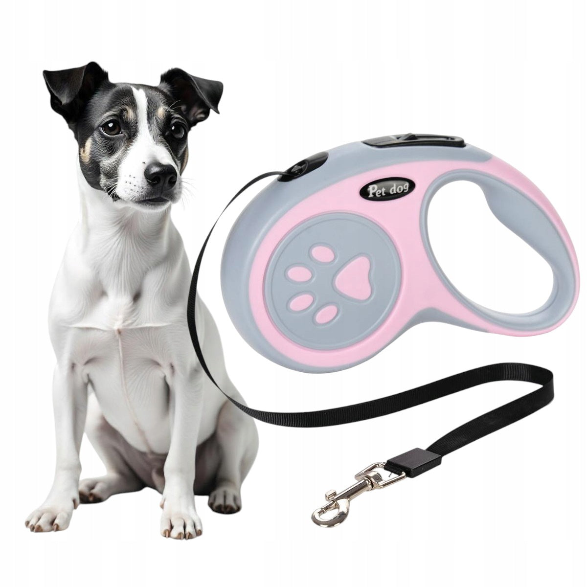 AUTOMATIC PINK DOG LEASH 5M LONG TAPE