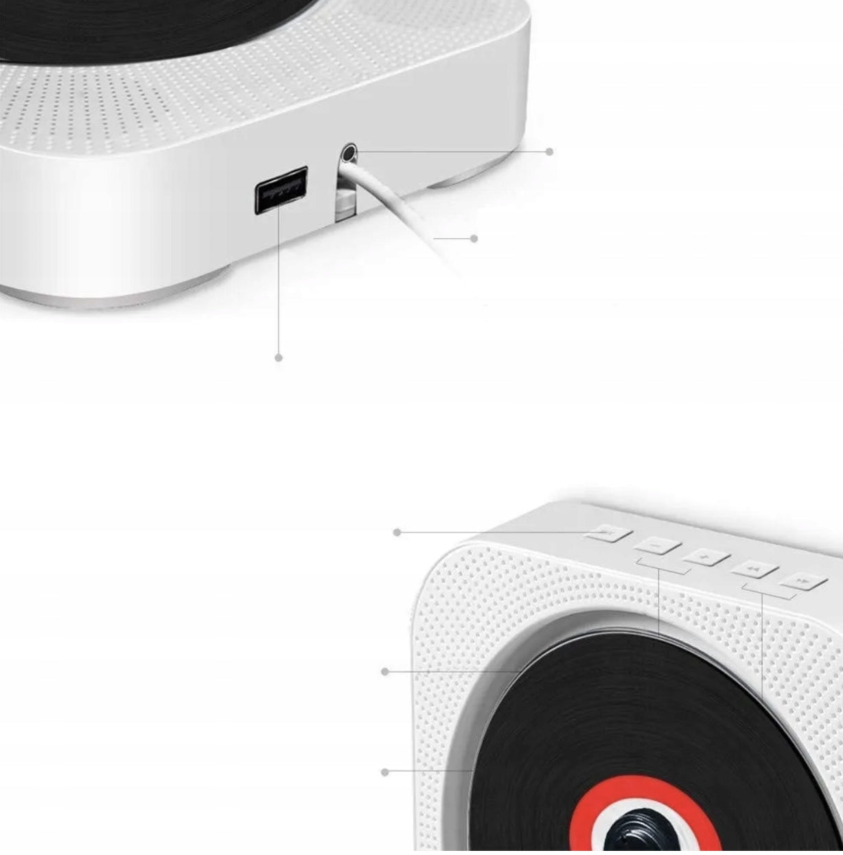 AUX Radio USB FM White MP3 Player Portable CD Bluetooth Speaker Model mm-2
