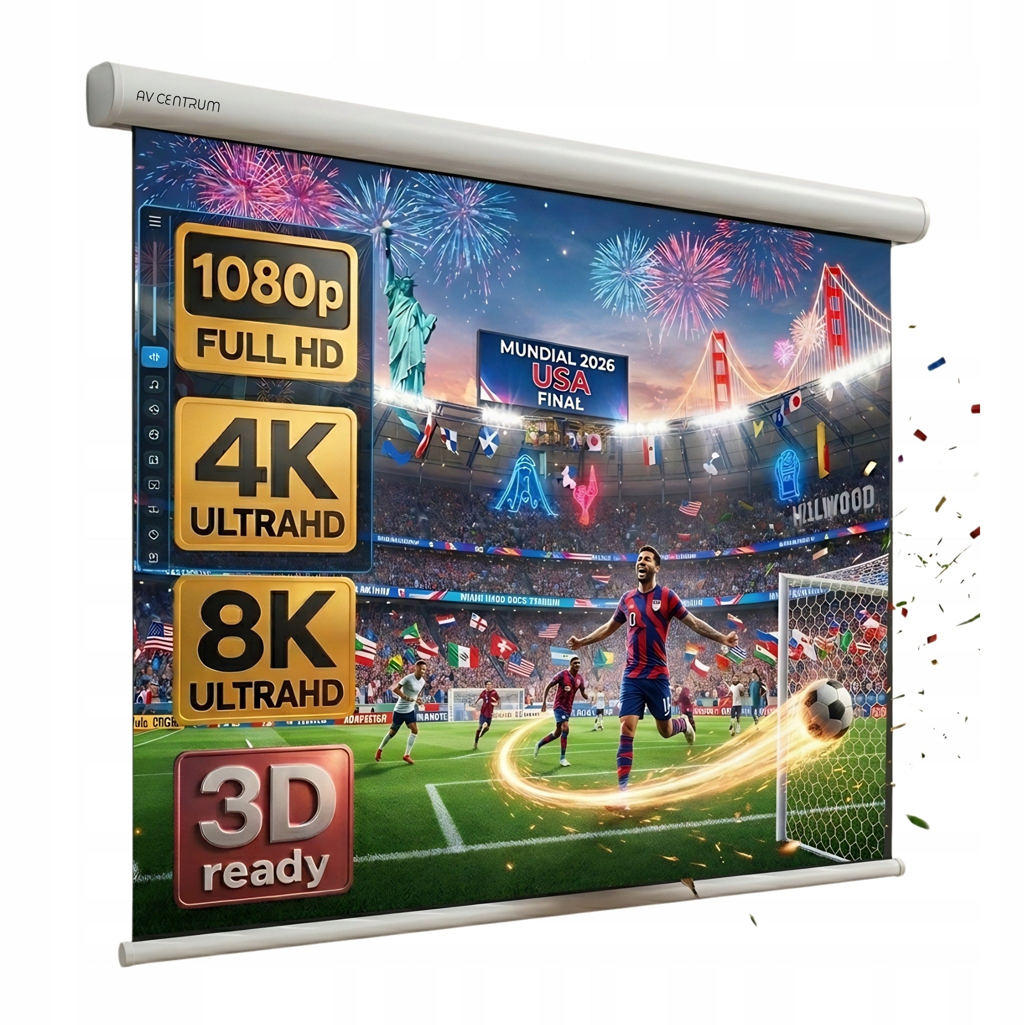 AVC-M240 120" 240x180 SEMI-AUTOMATIC AVCENTRUM WALL PROJECTION SCREEN Packaging status original