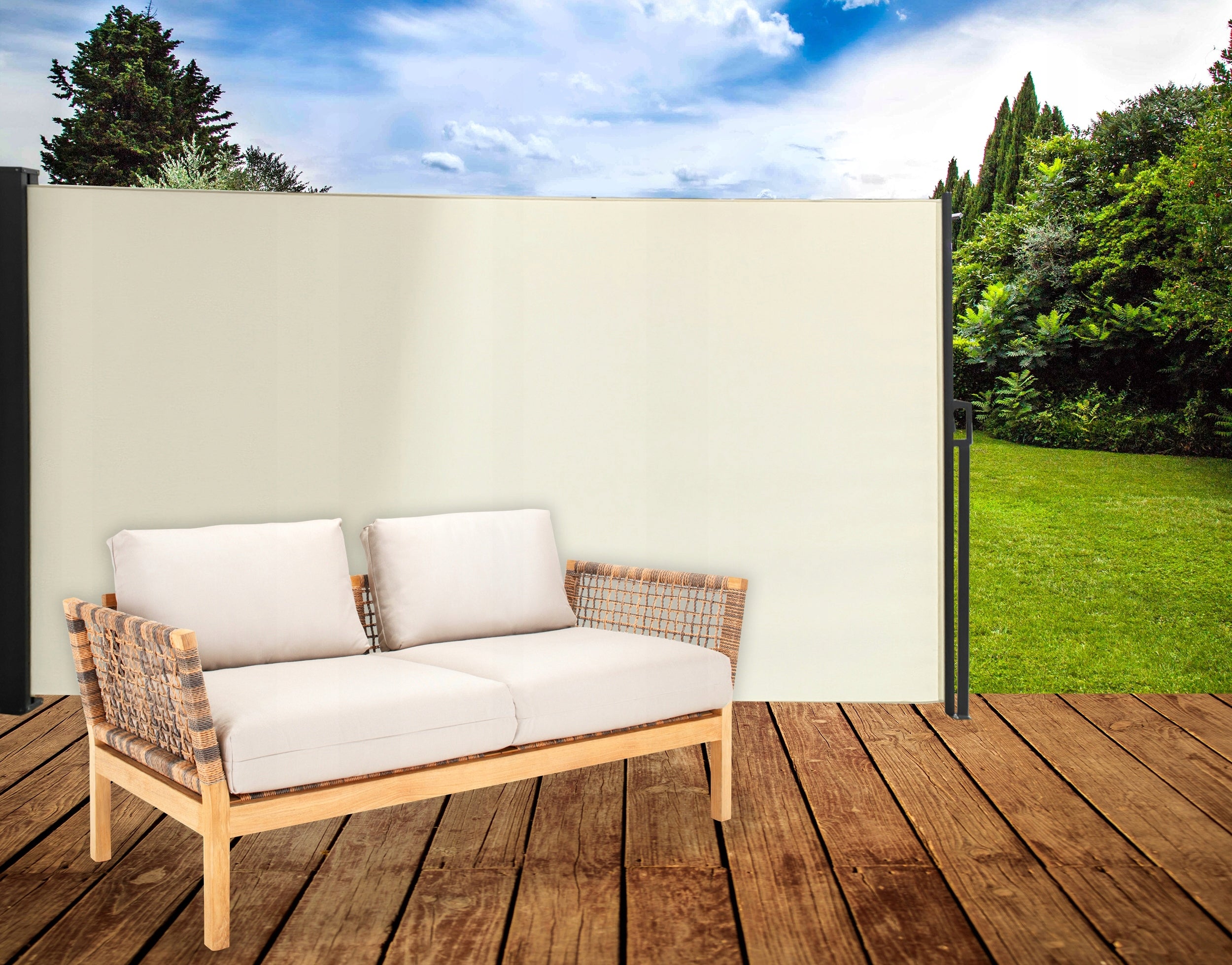 AWNING TERRACE BLIND SIDE COVER SCREEN FOR TERRACE BALCONY GAZEBO 350cm Packaging status original