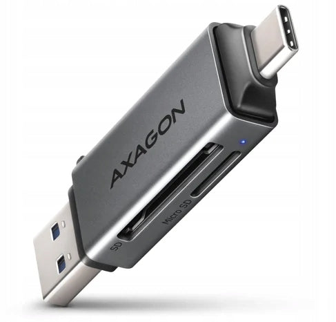 AXAGON CRE-DAC, USB-C + USB-A, 5 Gbps - MINI čtečka karet, 2-slot & lun SD/