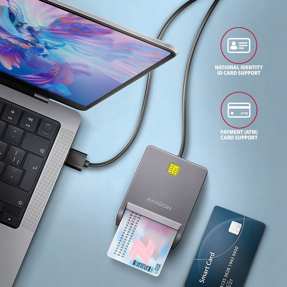 AXAGON USB ID card reader CRE-SM3T 1.3m cable Manufacturer code CRE-SM3T