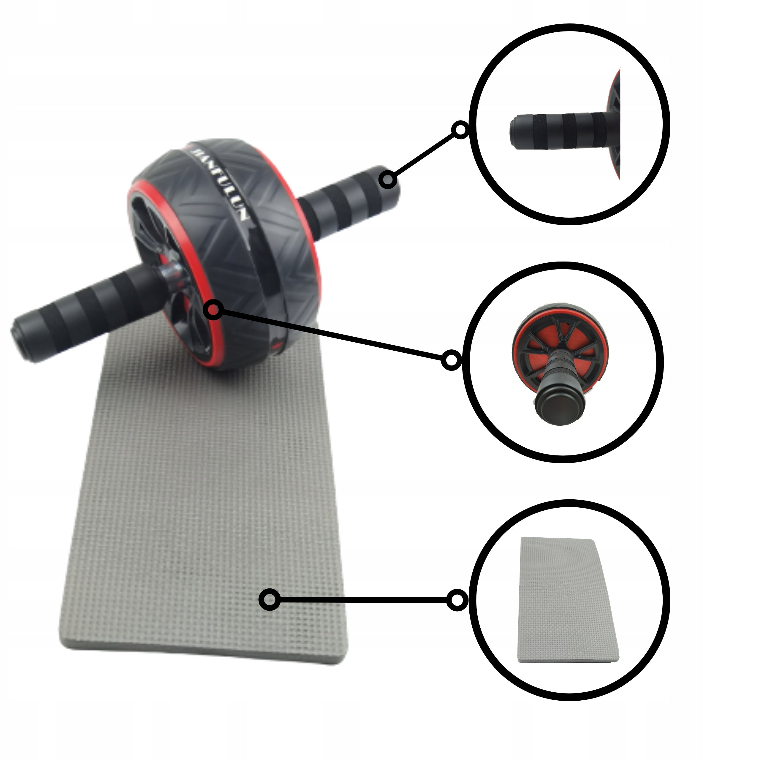 Abdominal muscle exercise wheel ab wheel FREEBIE abdominal mat Body Build CORE Batteries included no