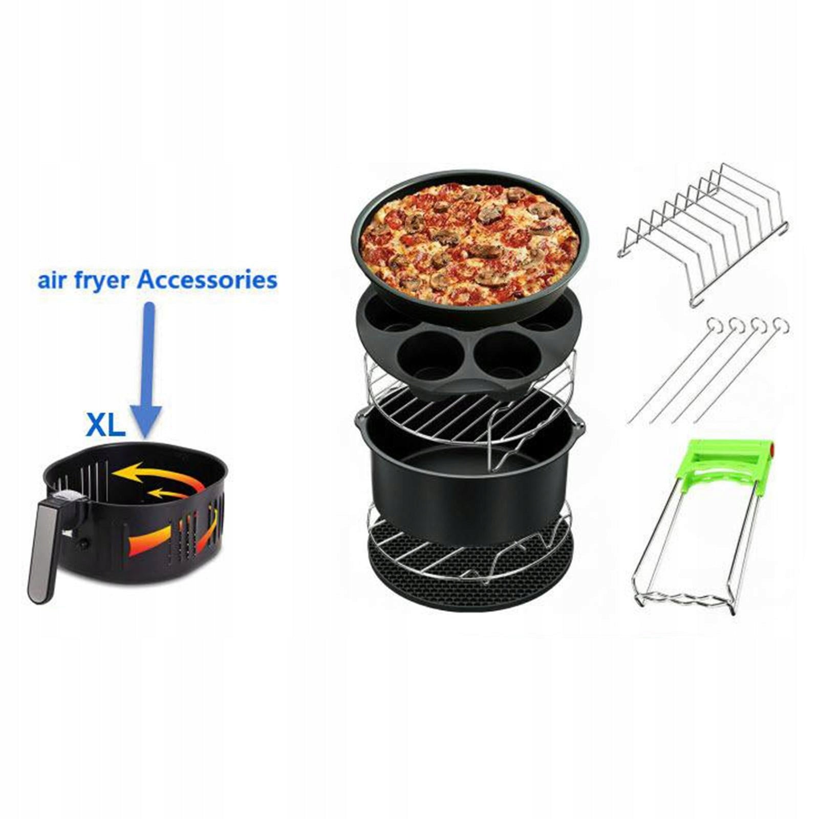 Accessories 9 Inch Set of 8 for 5.3/5.5/5.8/6/7/8 QT Deep Fryer General Model rack pans baking oven replacement cook essentials