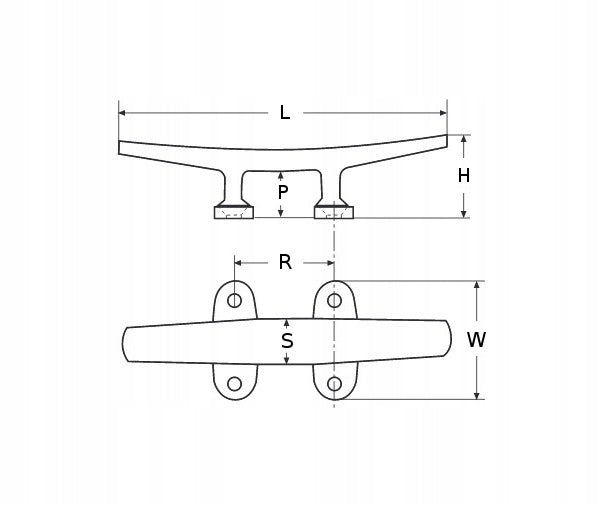 Acid-resistant flat cleat 125 mm 4-holes Length 125 cm