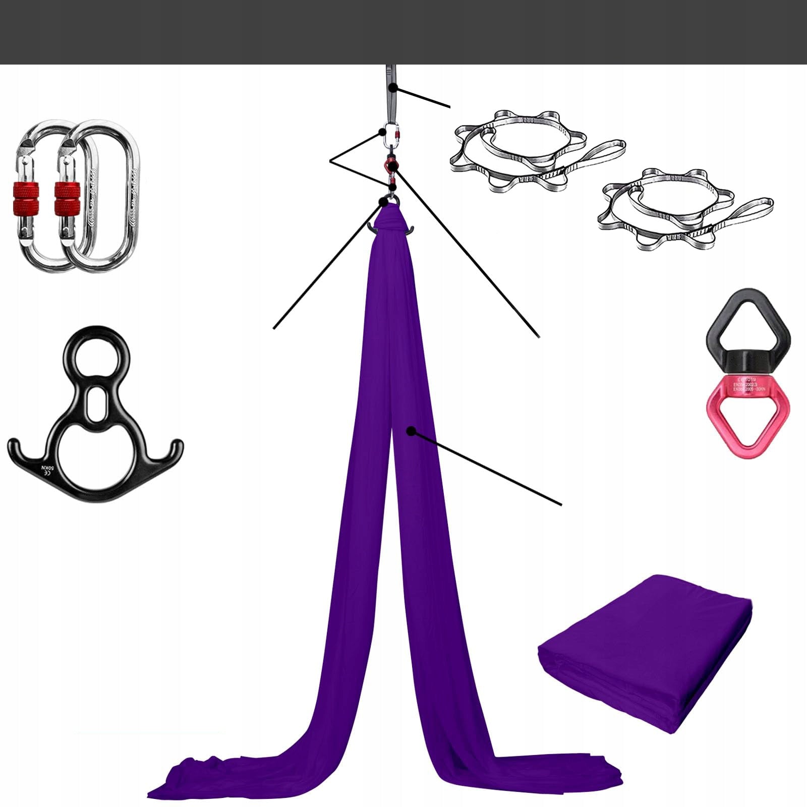 Acrobatic sash, scarf aerial silk multifunctional 6 m dark purple EAN (GTIN) 0737041993748