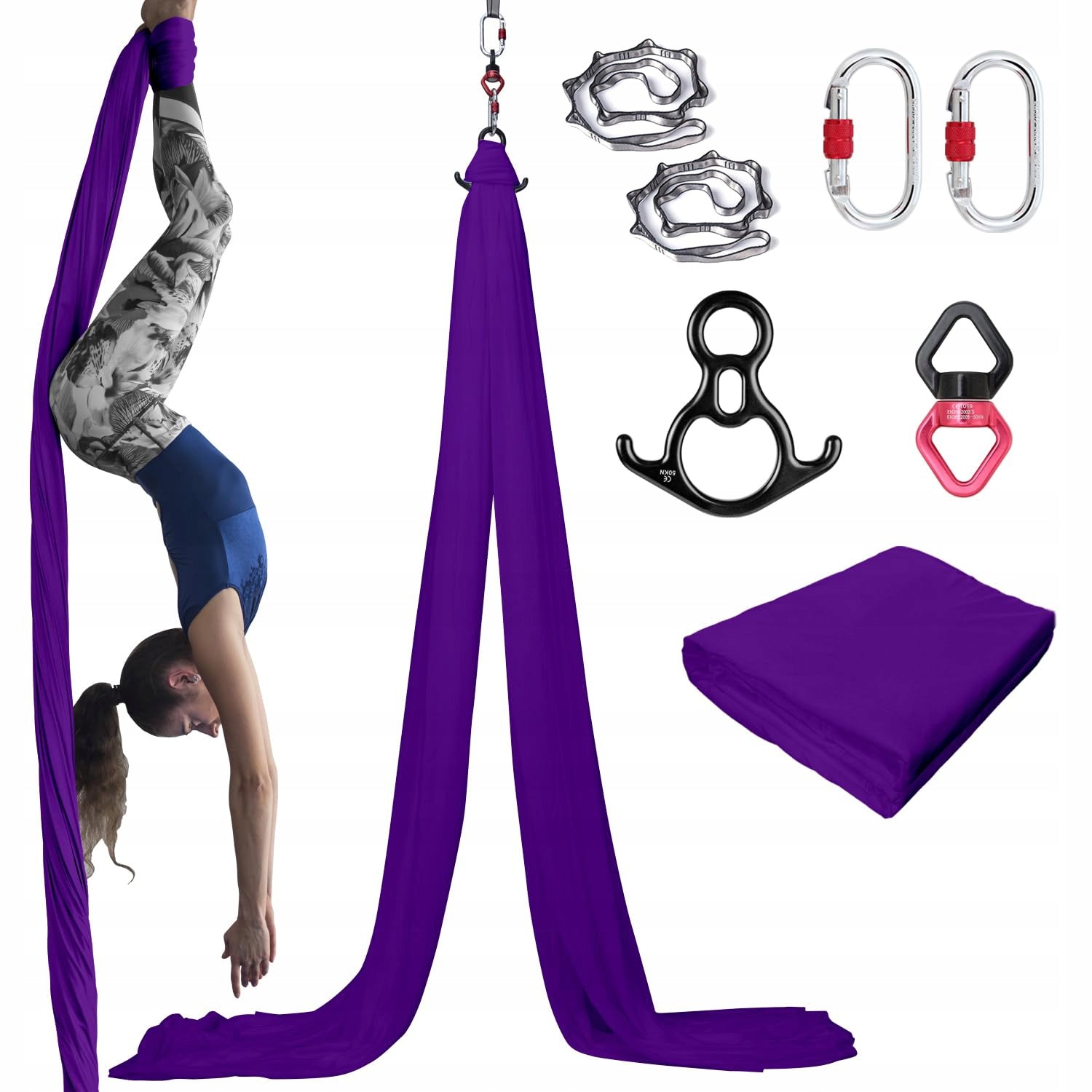 Acrobatic sash, scarf aerial silk multifunctional 6 m dark purple