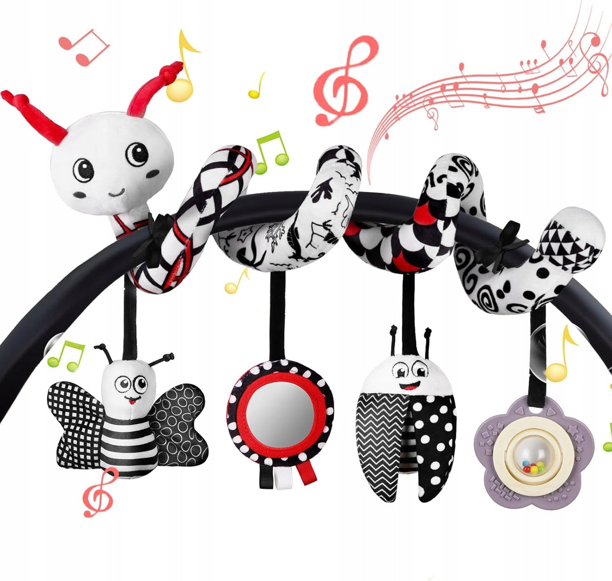 Activity spiral for stroller - sensory rattle 0+