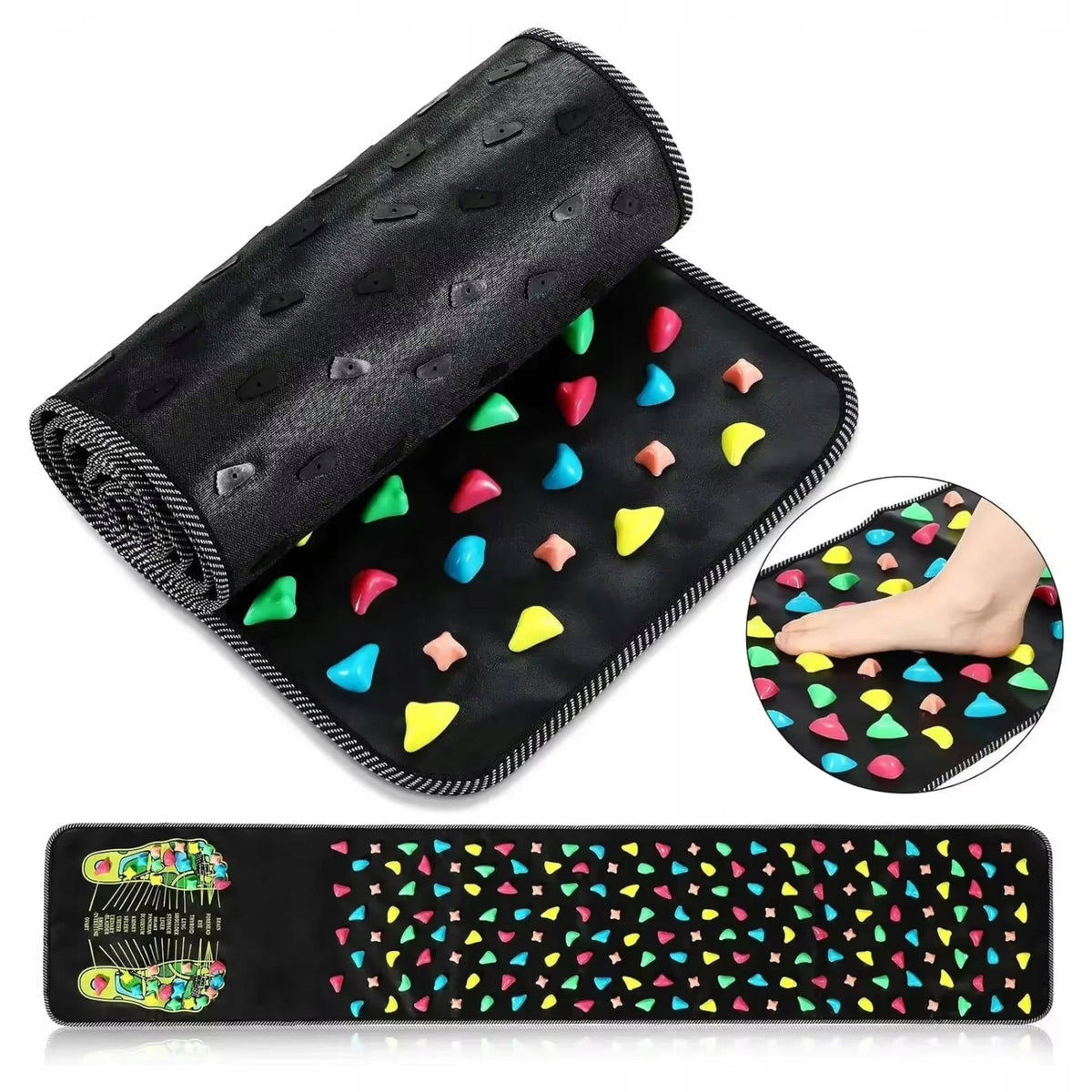 Acupressure Massage Mat Sensory Leg Foot Massager with Spikes Pebbles